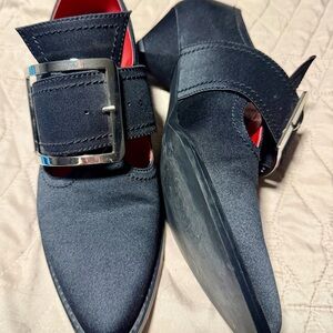 Kat Von D Black Satin Heels with Buckle